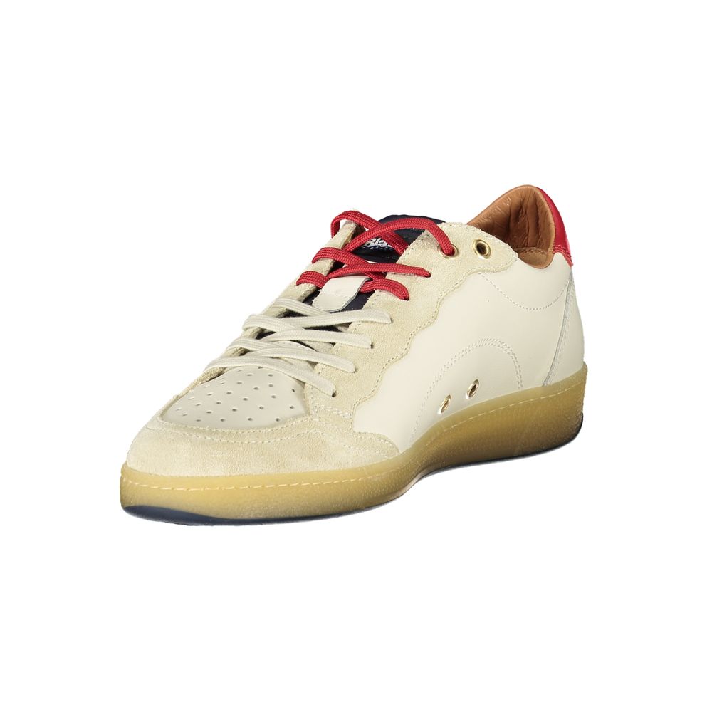 Blauer White Leather Men Sneaker