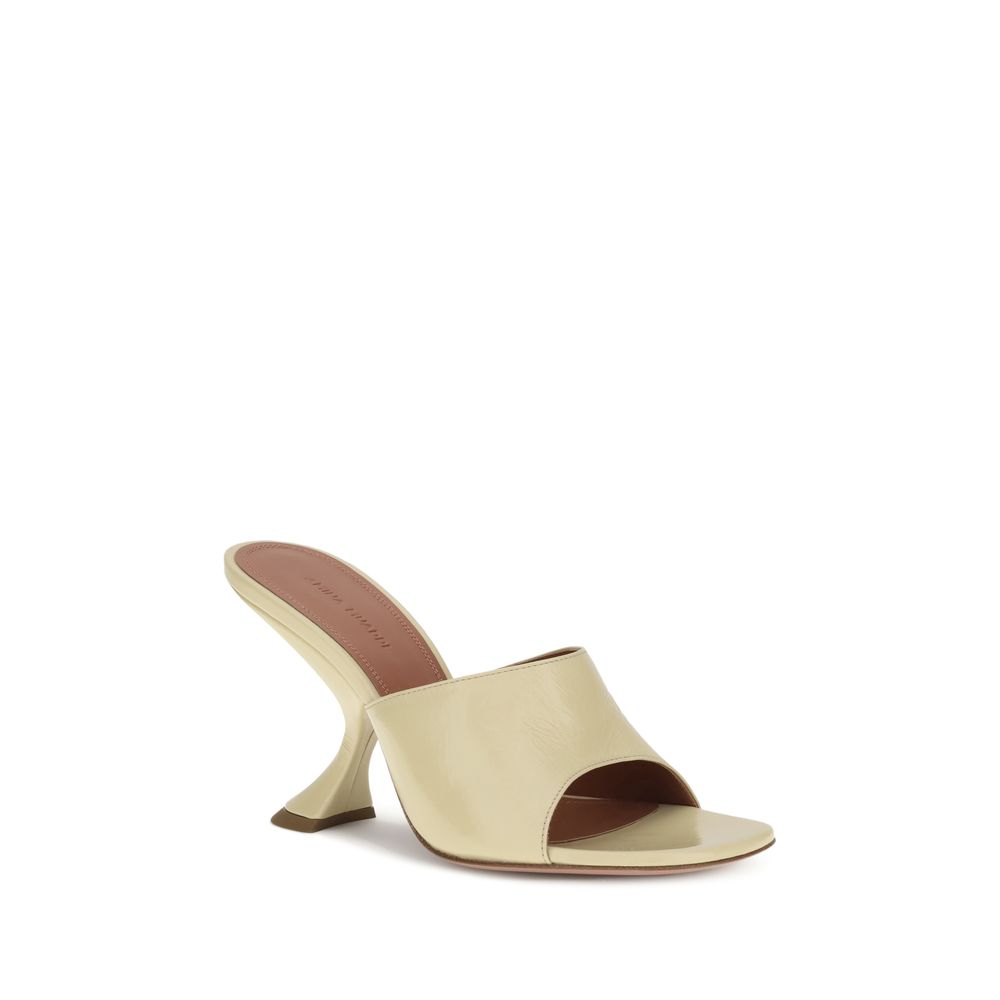 Amina Muaddi Cream Calf Leather Bos Taurus Stiletto Heel Sandals | Regal Royce