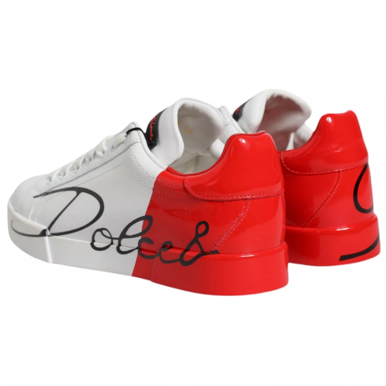 Dolce & Gabbana White Red Portofino Low Top Sneakers Shoes | Regal Royce