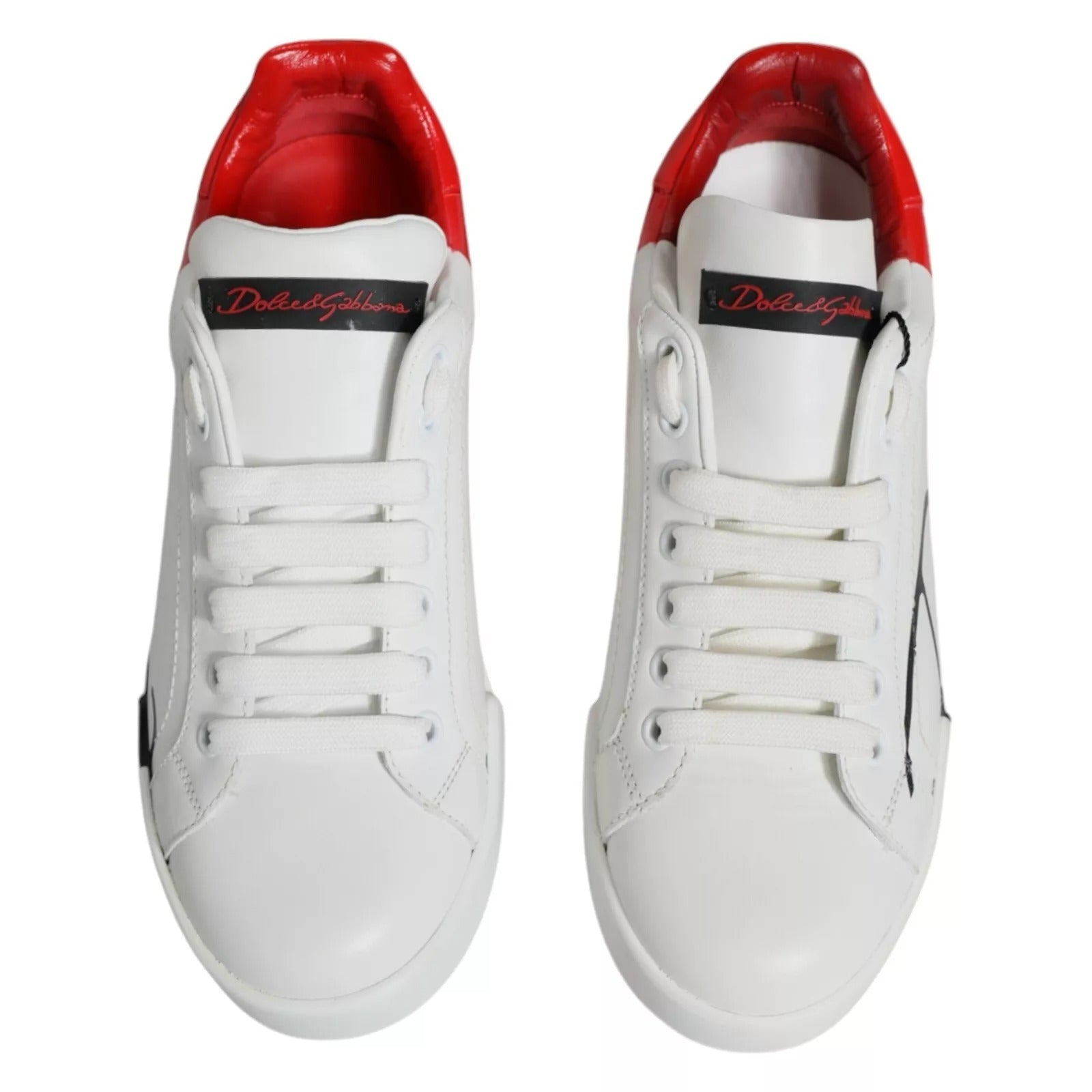 Dolce & Gabbana White Red Portofino Low Top Sneakers Shoes | Regal Royce