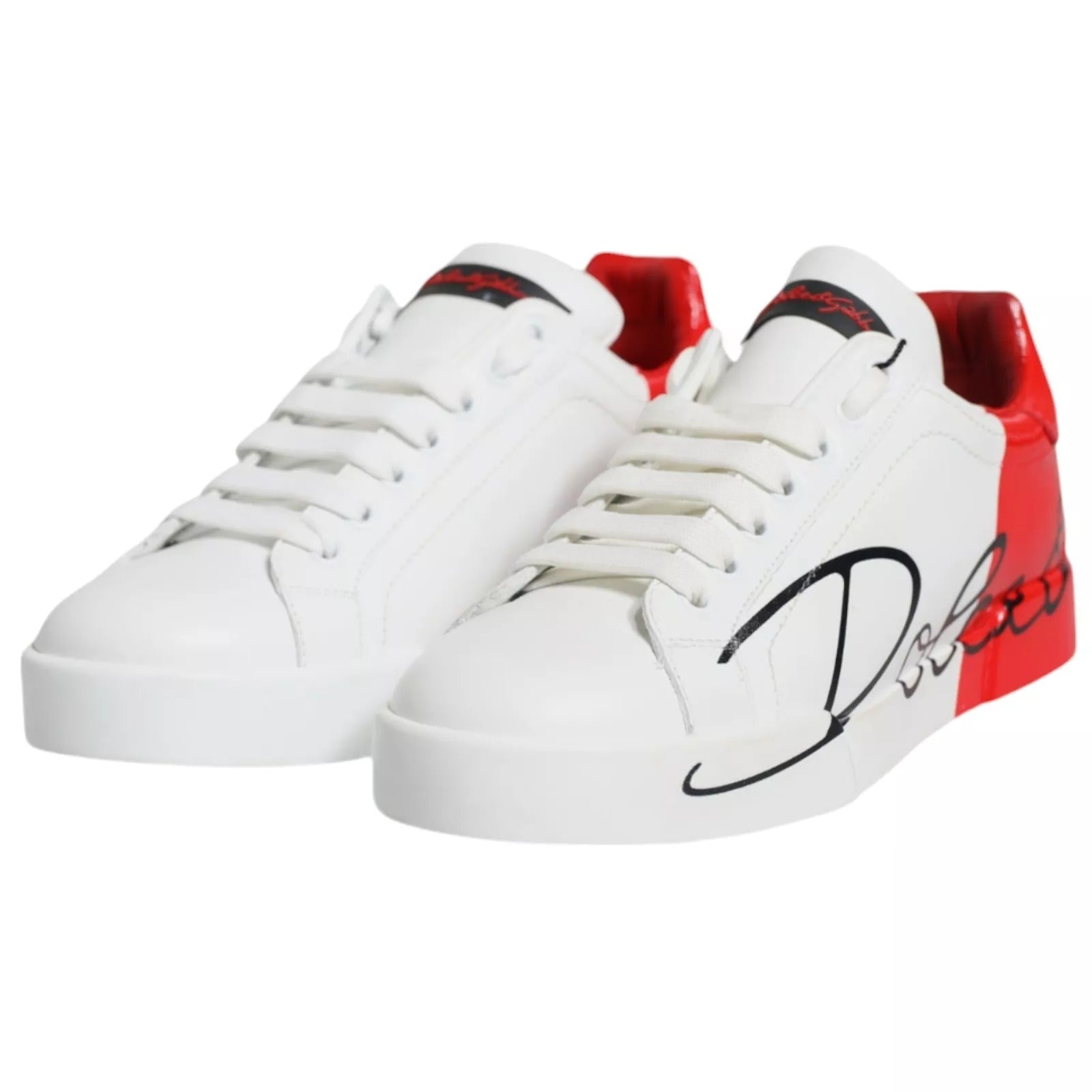 Dolce & Gabbana White Red Portofino Low Top Sneakers Shoes | Regal Royce