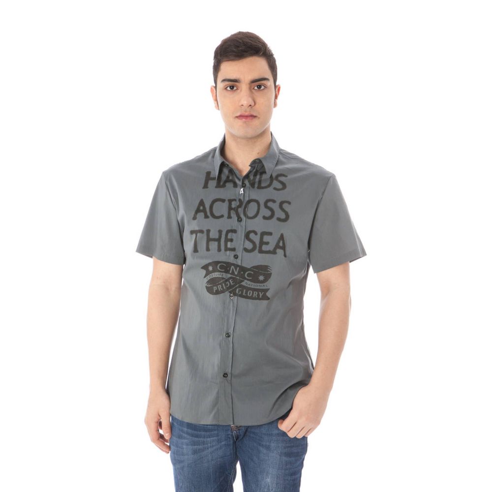 Costume National "Gray Cotton Men's Shirt with Italian Collar" | Regal Royce