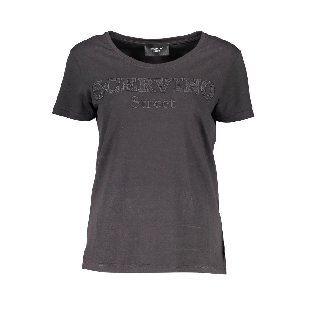 Scervino Street Black Cotton Women T-Shirt | Regal Royce