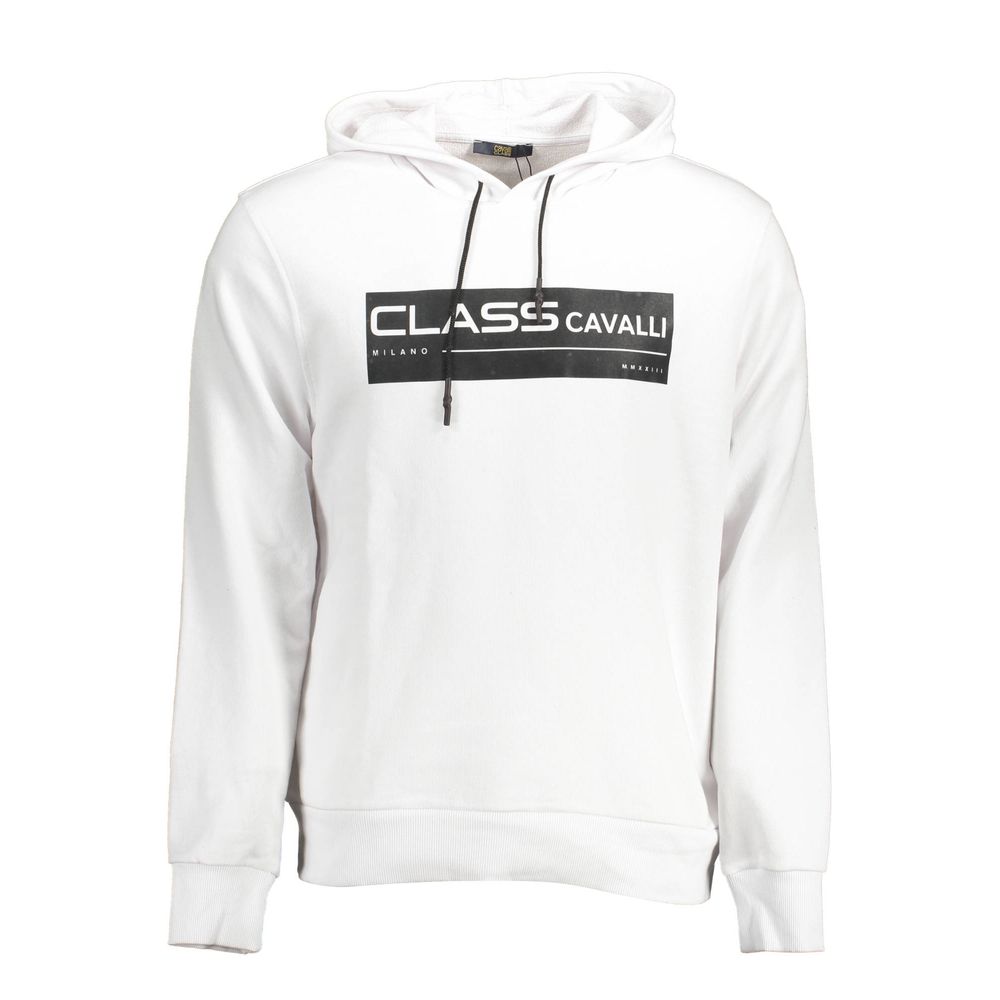 Cavalli Class White Cotton Men Sweatshirt | Regal Royce
