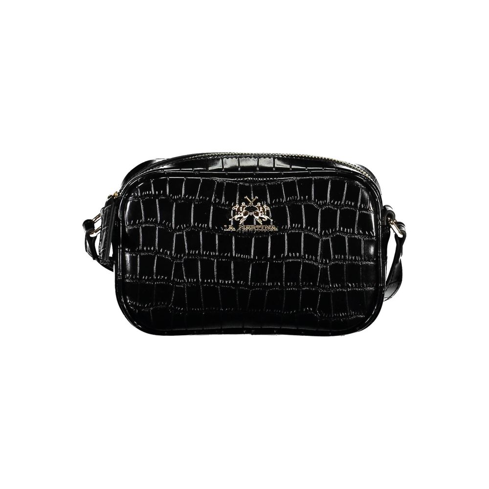 La Martina Black Polyurethane Women Shoulder Bag | Regal Royce
