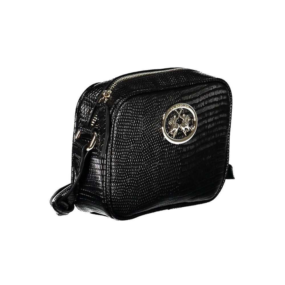 La Martina Black Polyurethane Women Handbag | Regal Royce