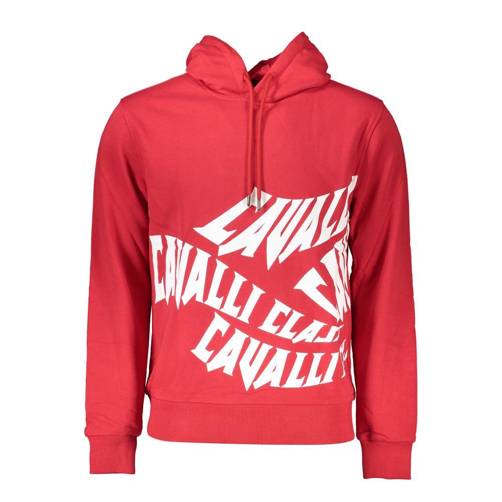 Cavalli Class Rosso Cotton Men Sweatshirt | Regal Royce