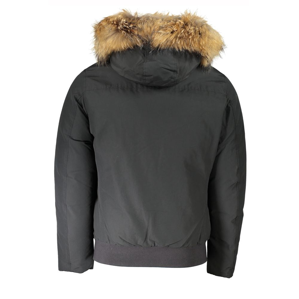 Woolrich Gray Cotton Men Jacket with Hood and Removable Fur | Regal Royce