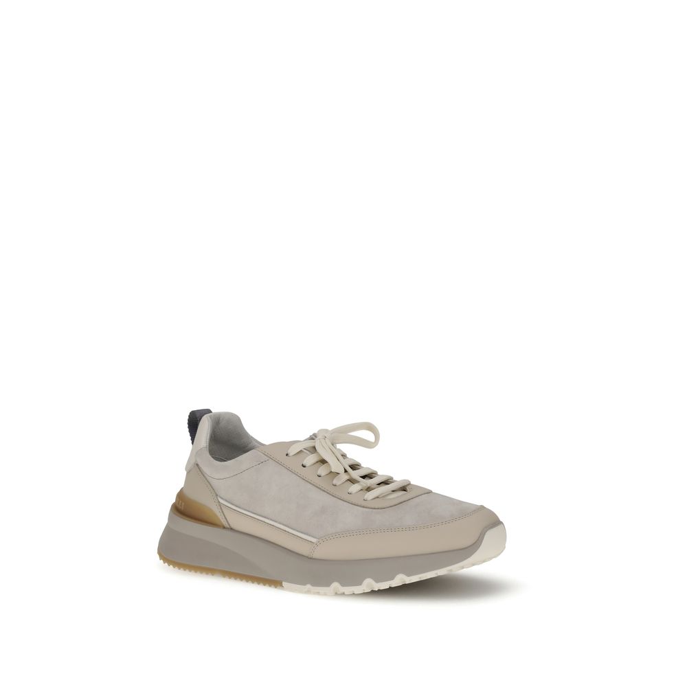 Brunello Cucinelli Gray Nylon Low Top Sneakers | Regal Royce