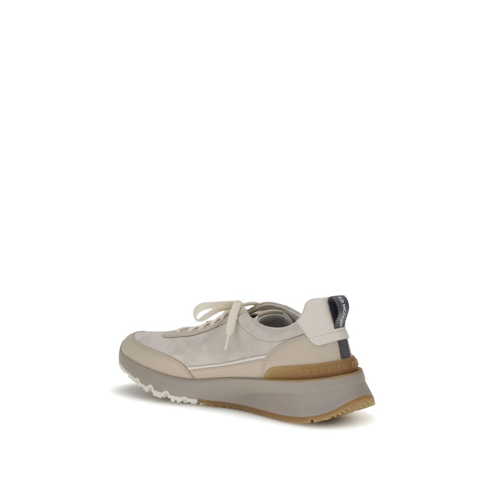 Brunello Cucinelli Gray Nylon Low Top Sneakers | Regal Royce