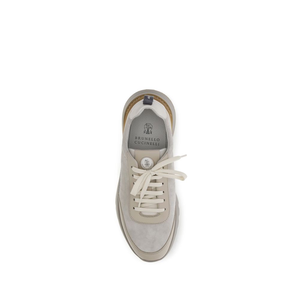 Brunello Cucinelli Gray Nylon Low Top Sneakers | Regal Royce