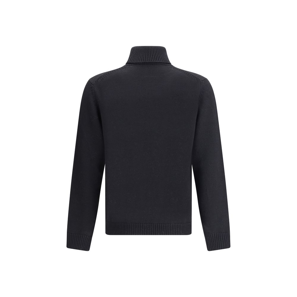 Roberto Collina Black Merino Wool Turtleneck | Regal Royce