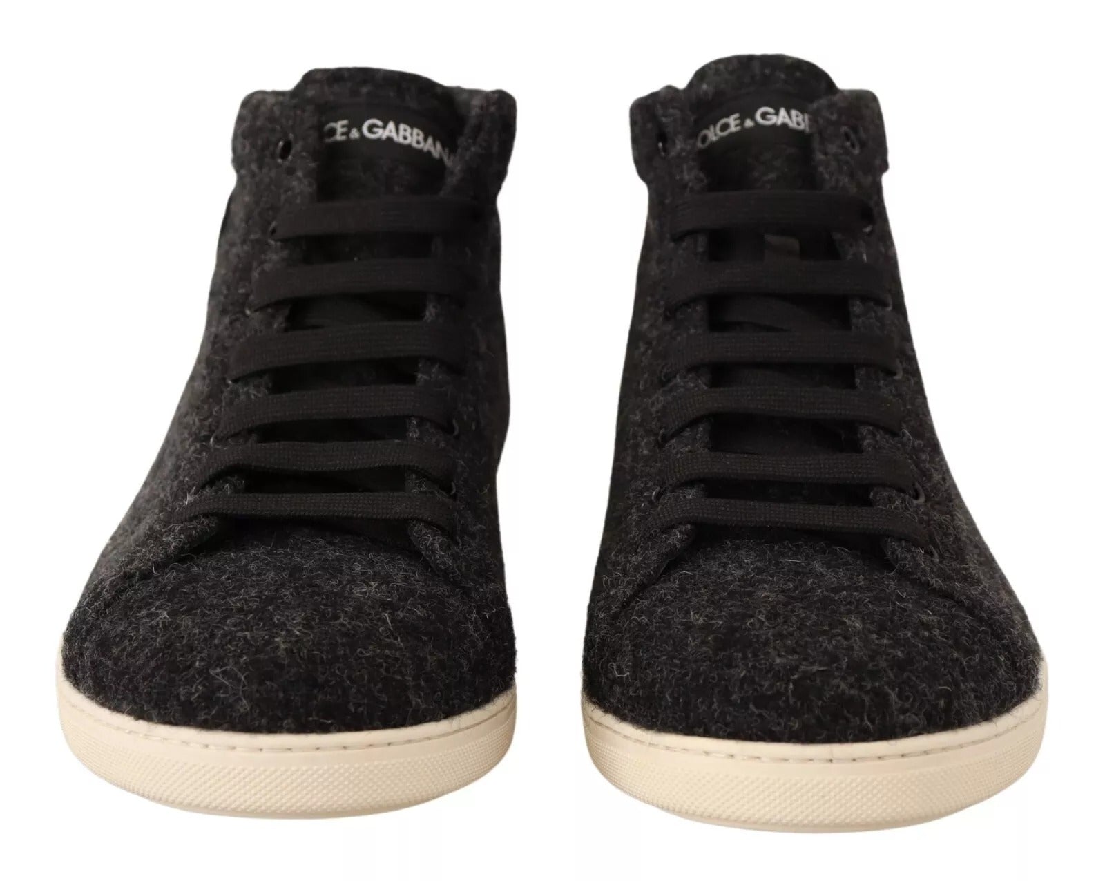 Dolce & Gabbana Gray Wool Cotton Casual High Top Sneakers | Regal Royce