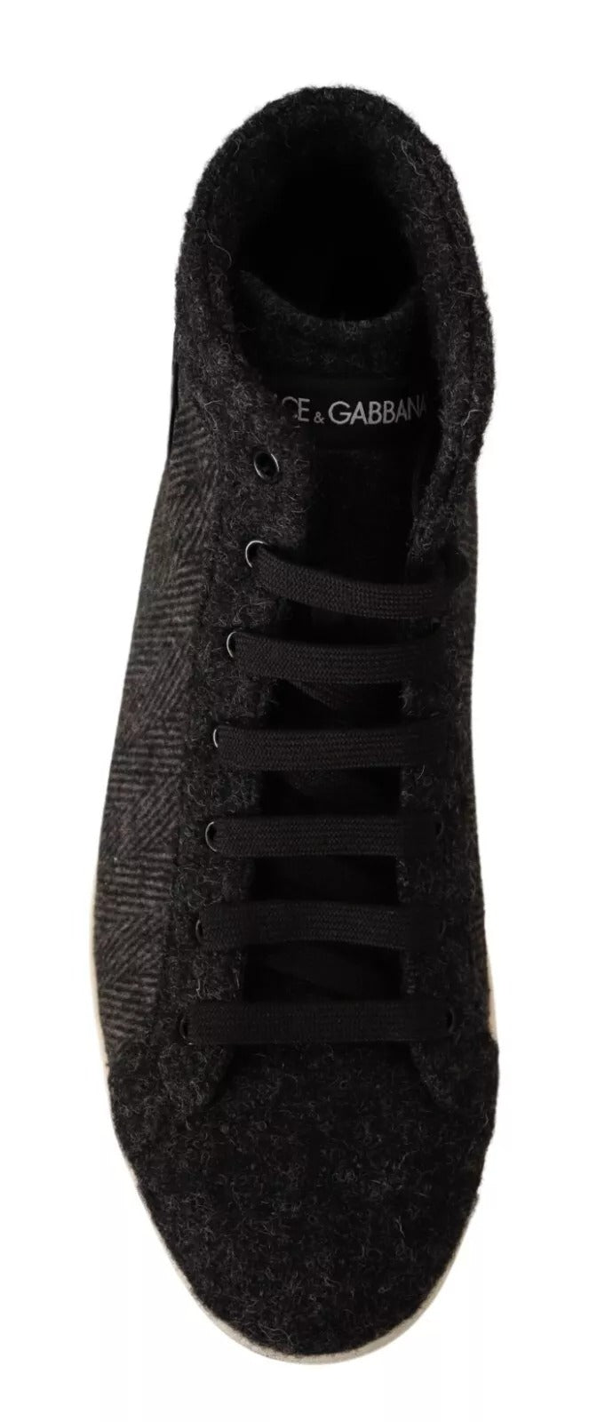 Dolce & Gabbana Gray Wool Cotton Casual High Top Sneakers | Regal Royce