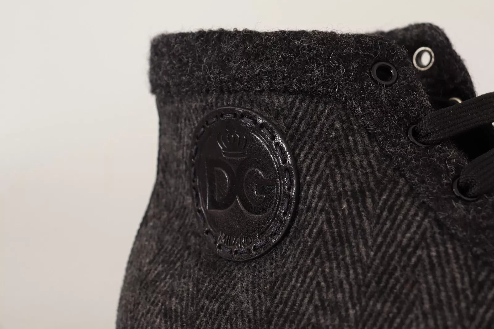 Dolce & Gabbana Gray Wool Cotton Casual High Top Sneakers | Regal Royce