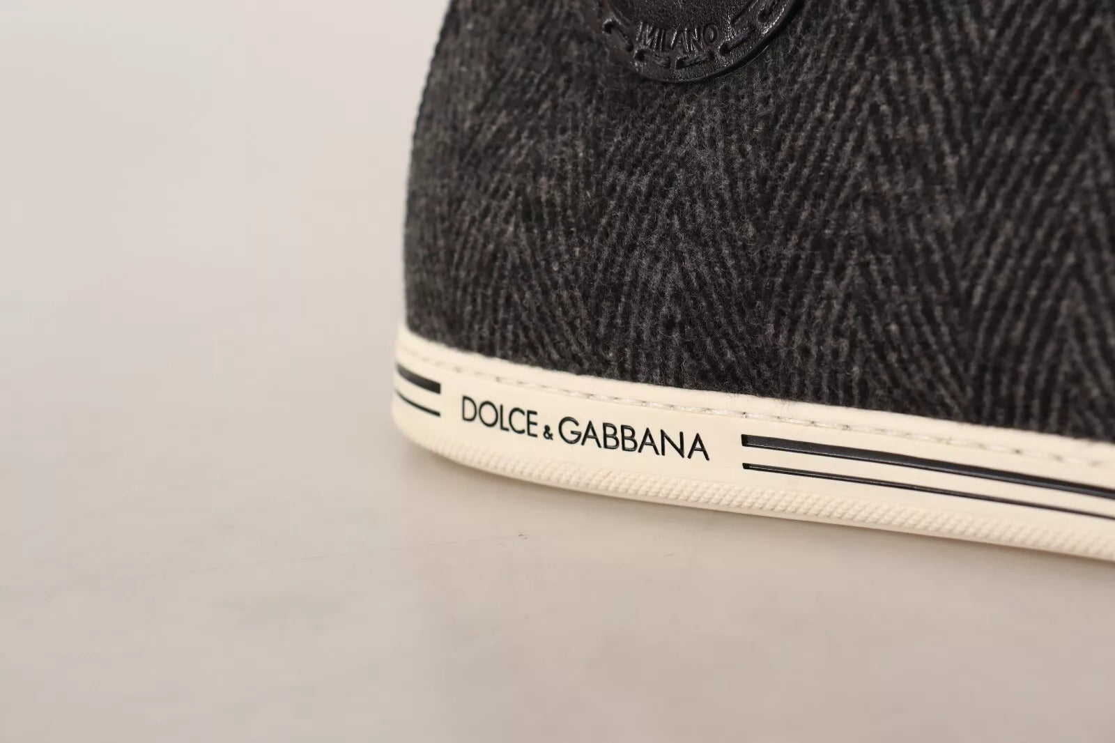 Dolce & Gabbana Gray Wool Cotton Casual High Top Sneakers | Regal Royce