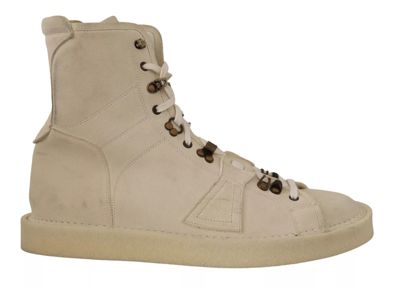 Dolce & Gabbana White Leather Lace Up Mens Boots | Regal Royce