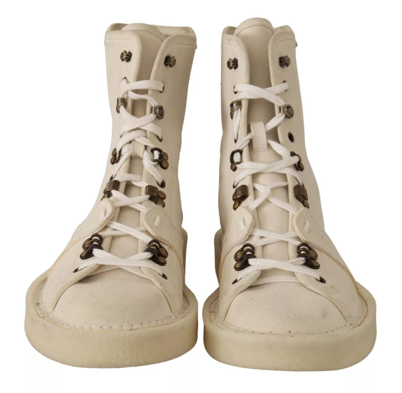 Dolce & Gabbana White Leather Lace Up Mens Boots | Regal Royce