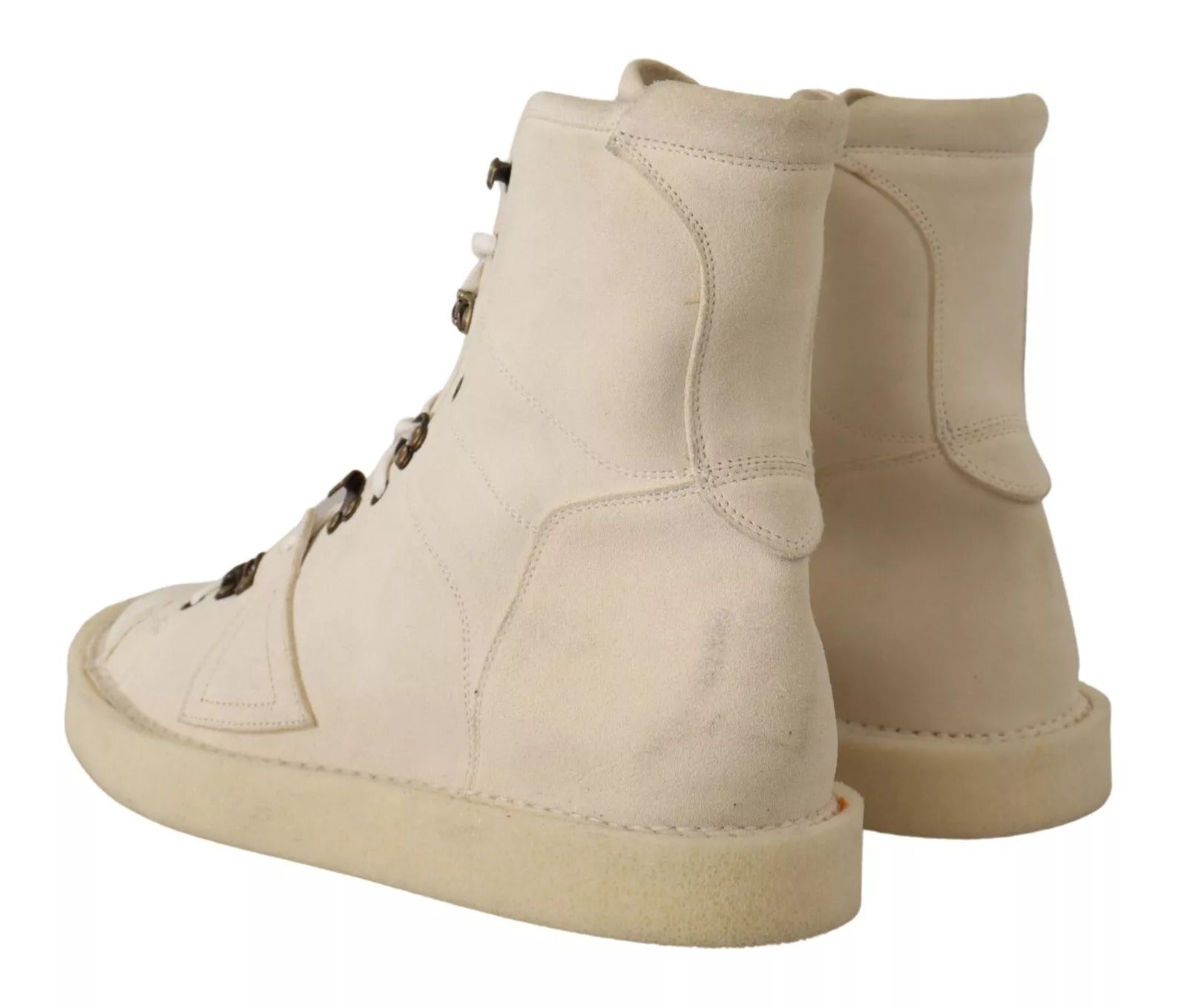 Dolce & Gabbana White Leather Lace Up Mens Boots | Regal Royce