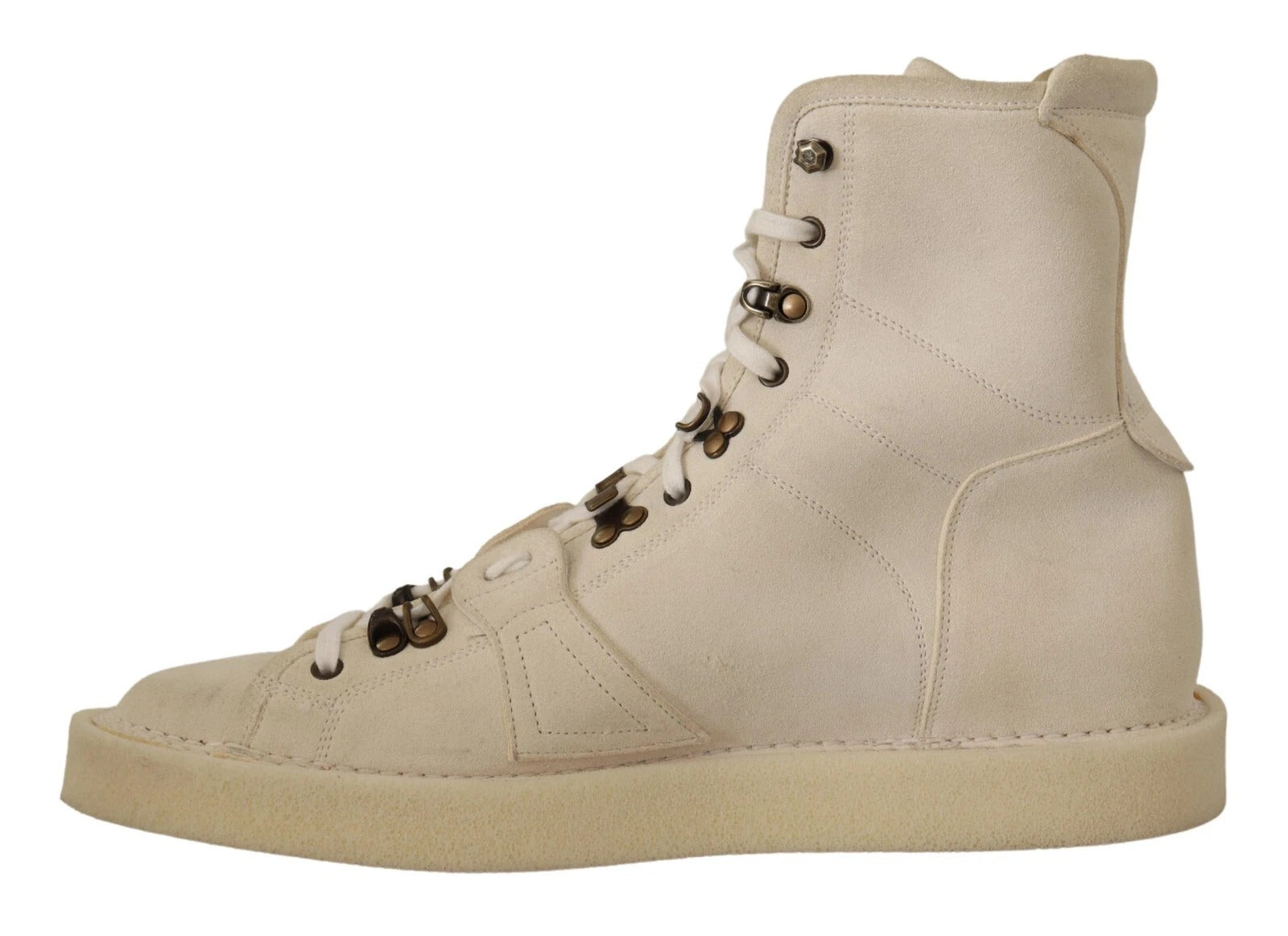 Dolce & Gabbana White Leather Lace Up Mens Boots | Regal Royce