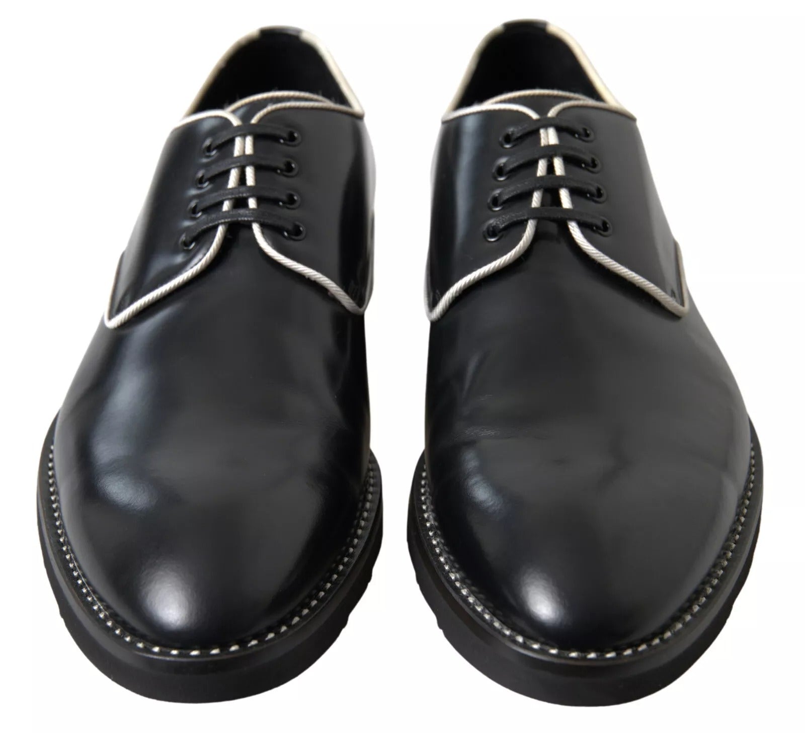 Dolce & Gabbana Black White Leather Formal Dress Shoes | Regal Royce