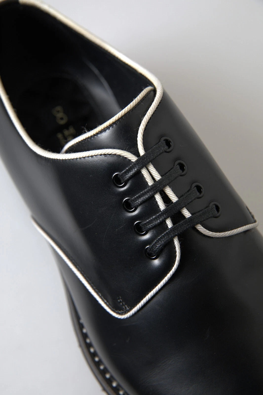 Dolce & Gabbana Black White Leather Formal Dress Shoes | Regal Royce