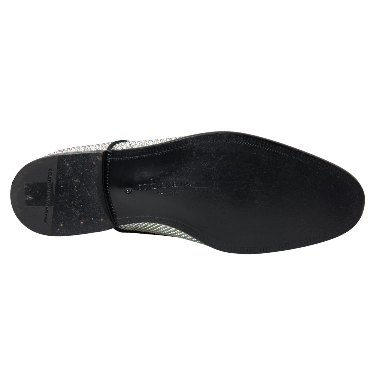 Dolce & Gabbana Silver Leather Rhinestones Derby Shoes | Regal Royce