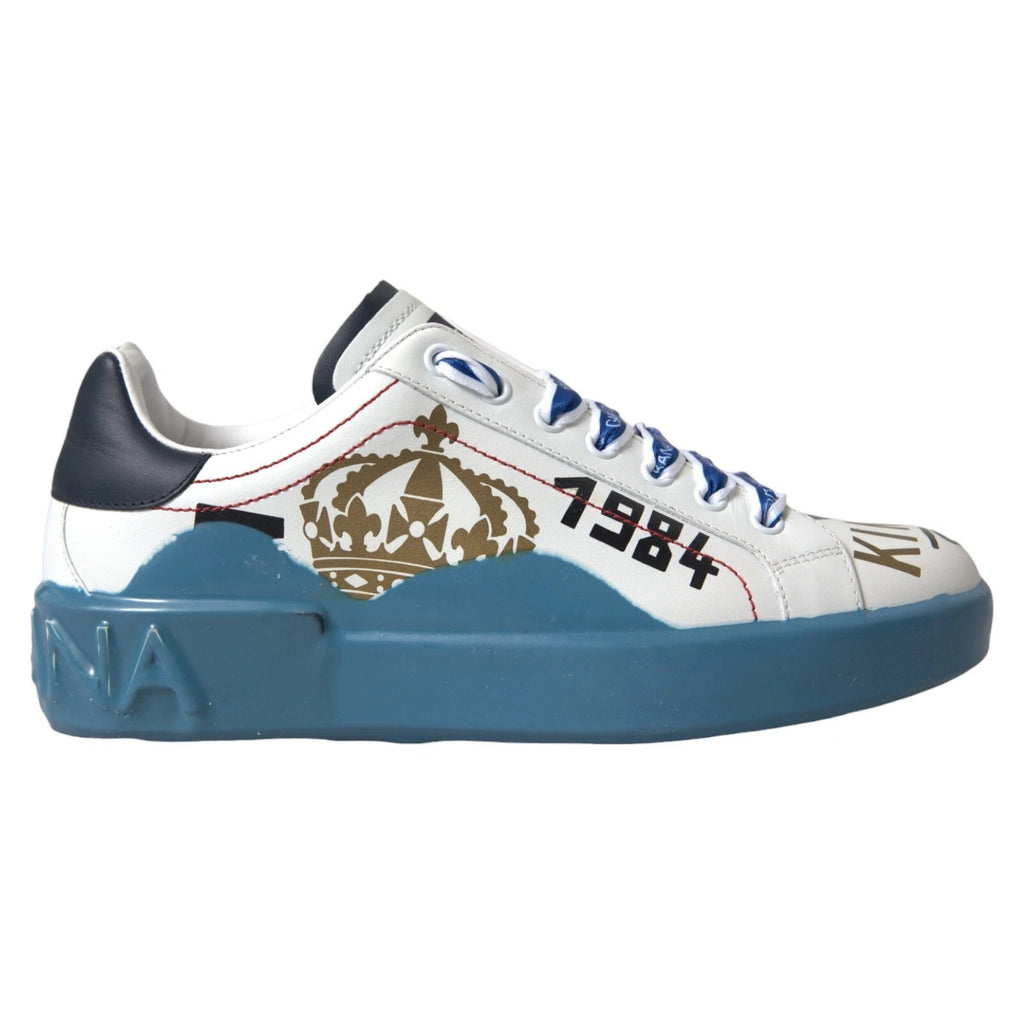 Dolce & Gabbana Blue White Printed Portofino Melt Sneakers