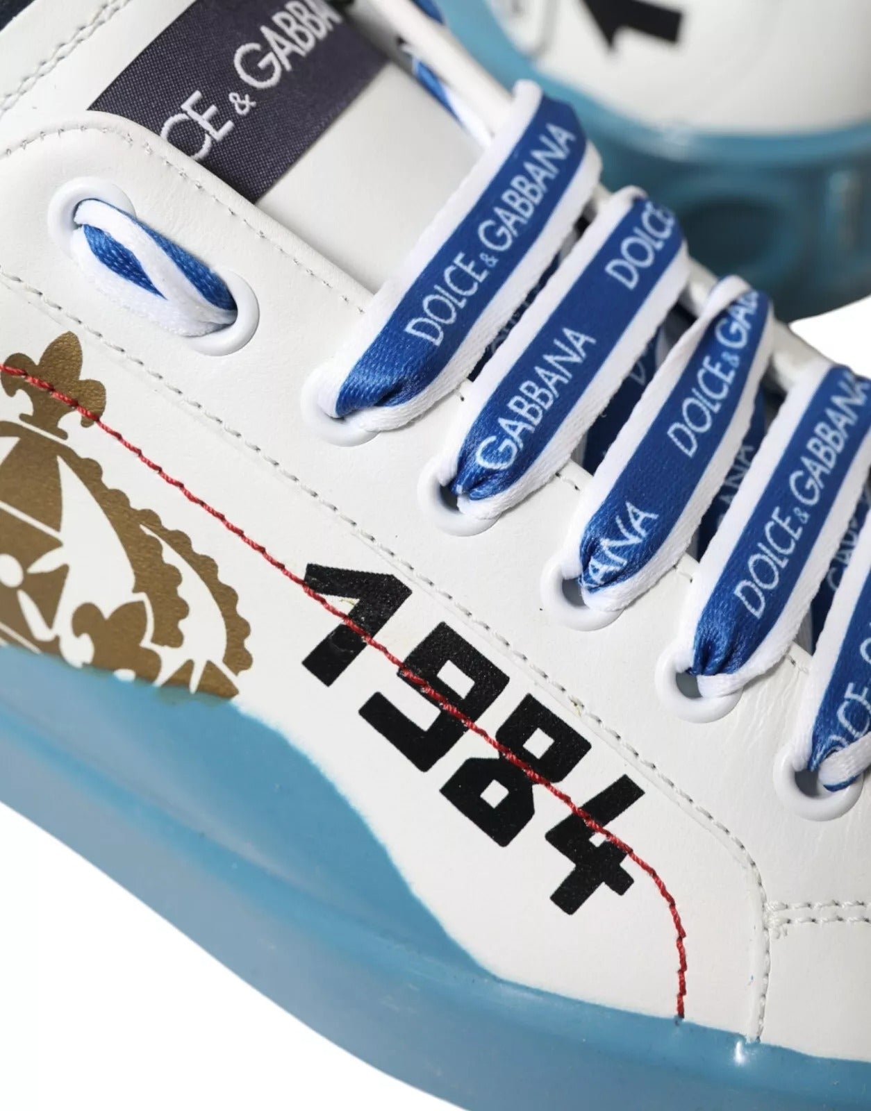 Dolce & Gabbana Blue White Printed Portofino Melt Sneakers | Regal Royce