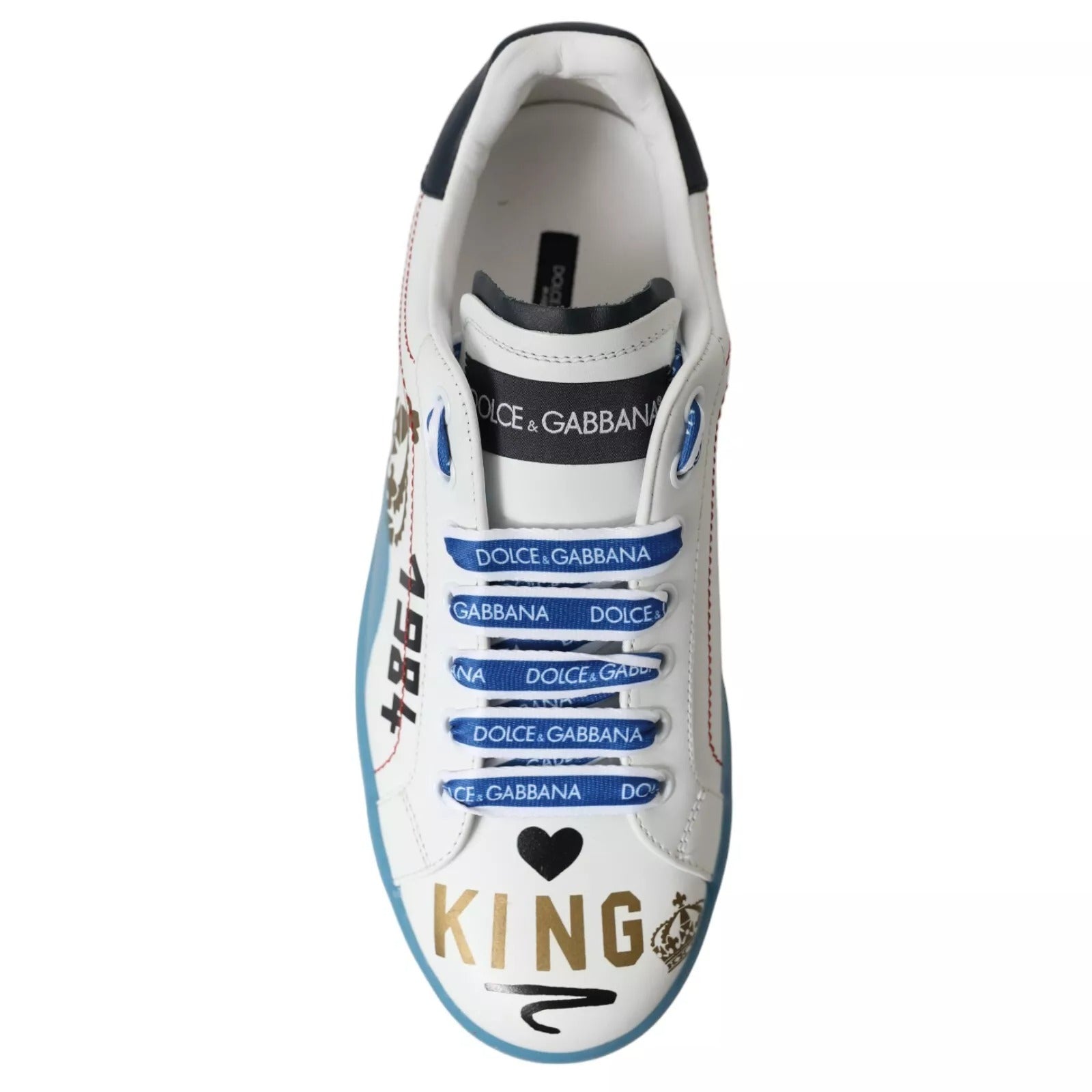 Dolce & Gabbana Blue White Printed Portofino Melt Sneakers | Regal Royce