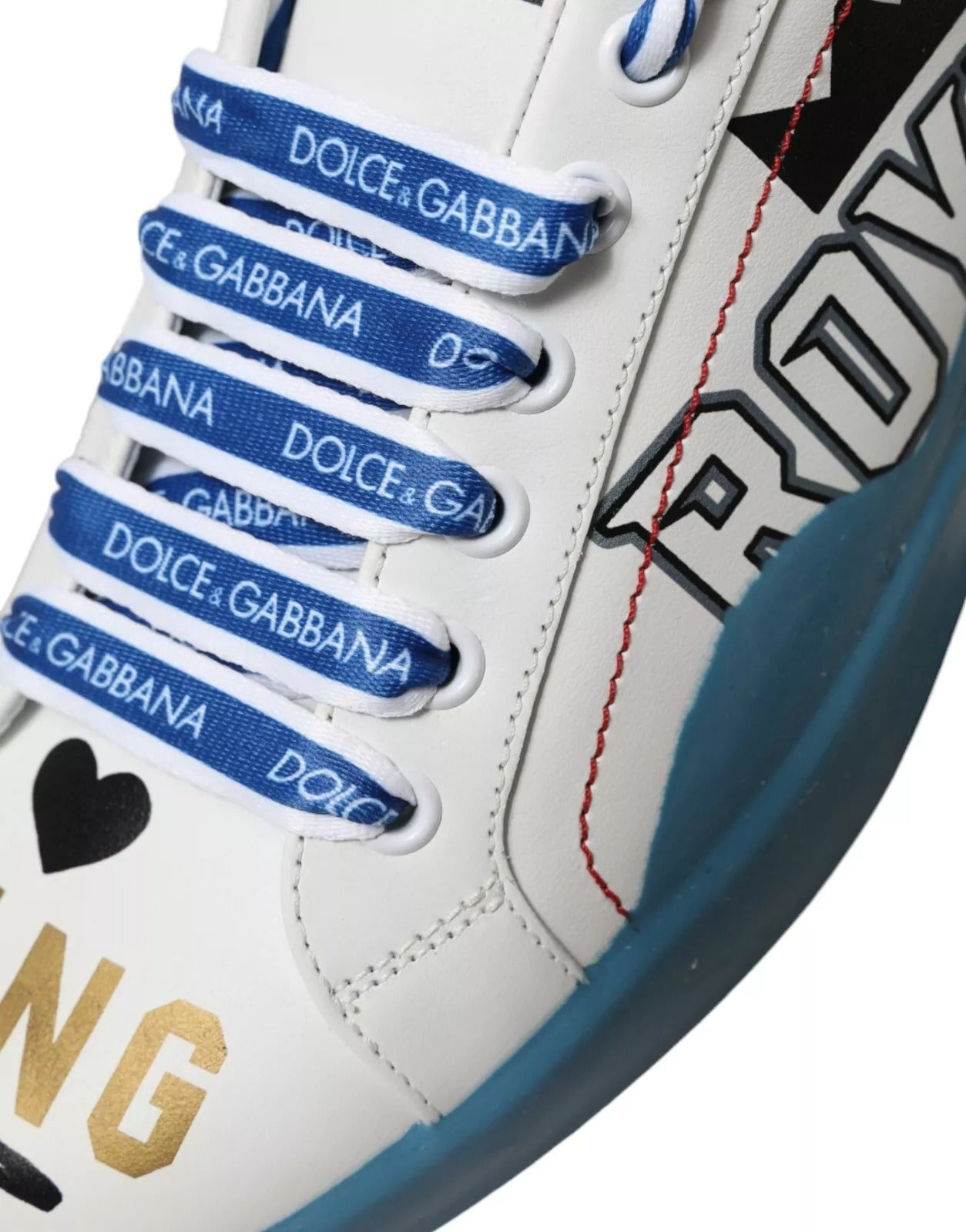 Dolce & Gabbana Blue White Printed Portofino Melt Sneakers