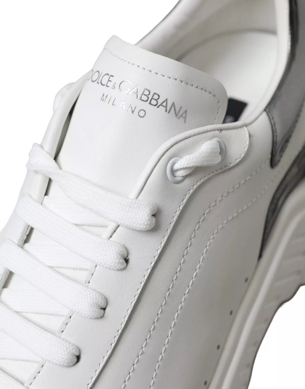 Dolce & Gabbana White Silver Leather Sport DAYMASTER Sneakers