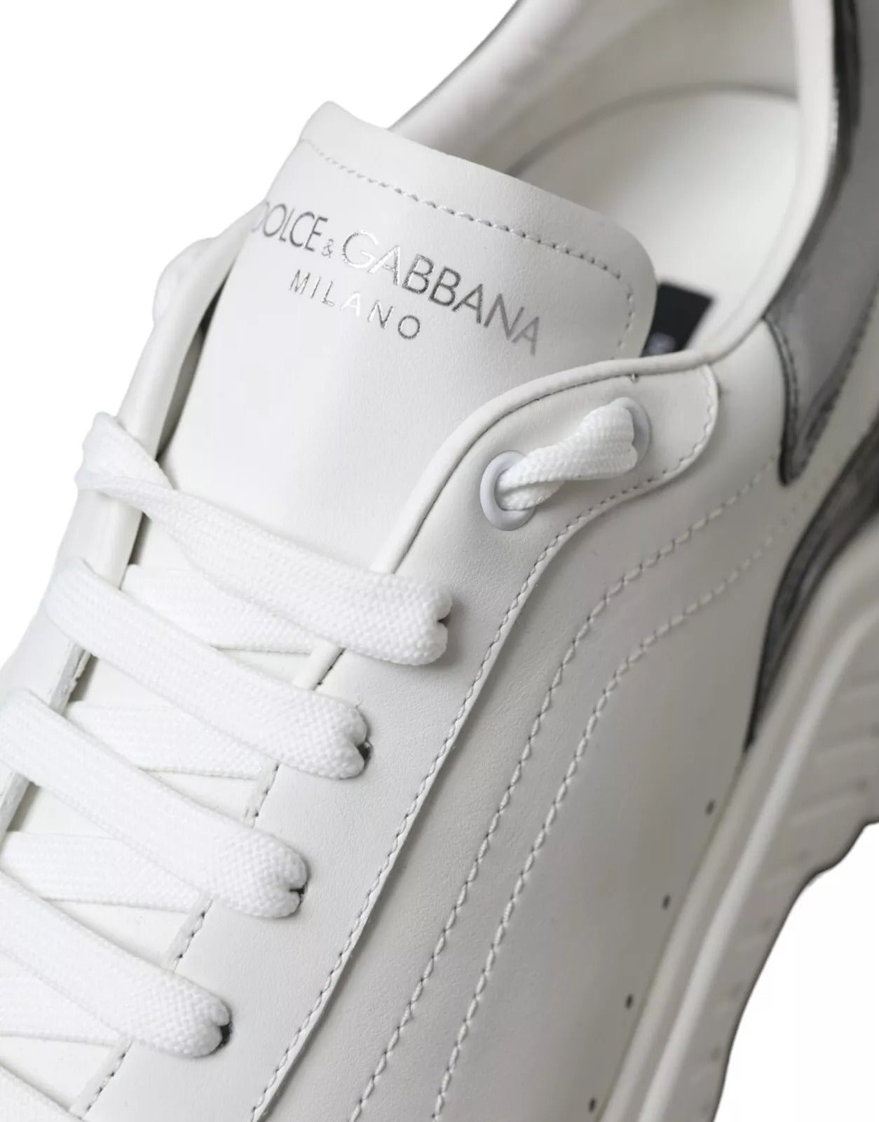 Dolce & Gabbana White Silver Leather Sport DAYMASTER Sneakers | Regal Royce