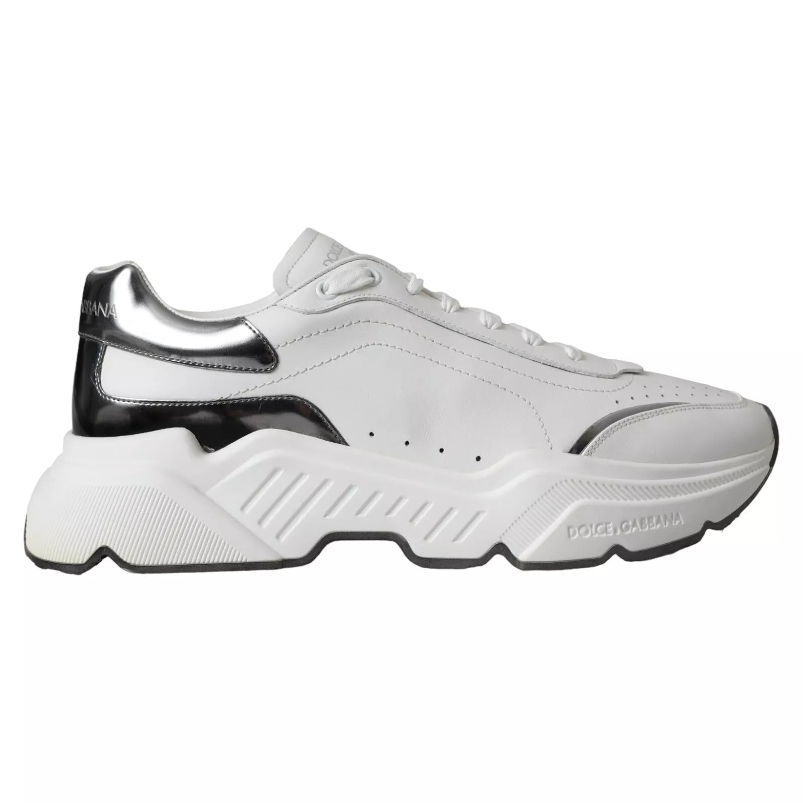 Dolce & Gabbana White Silver Leather Sport DAYMASTER Sneakers | Regal Royce