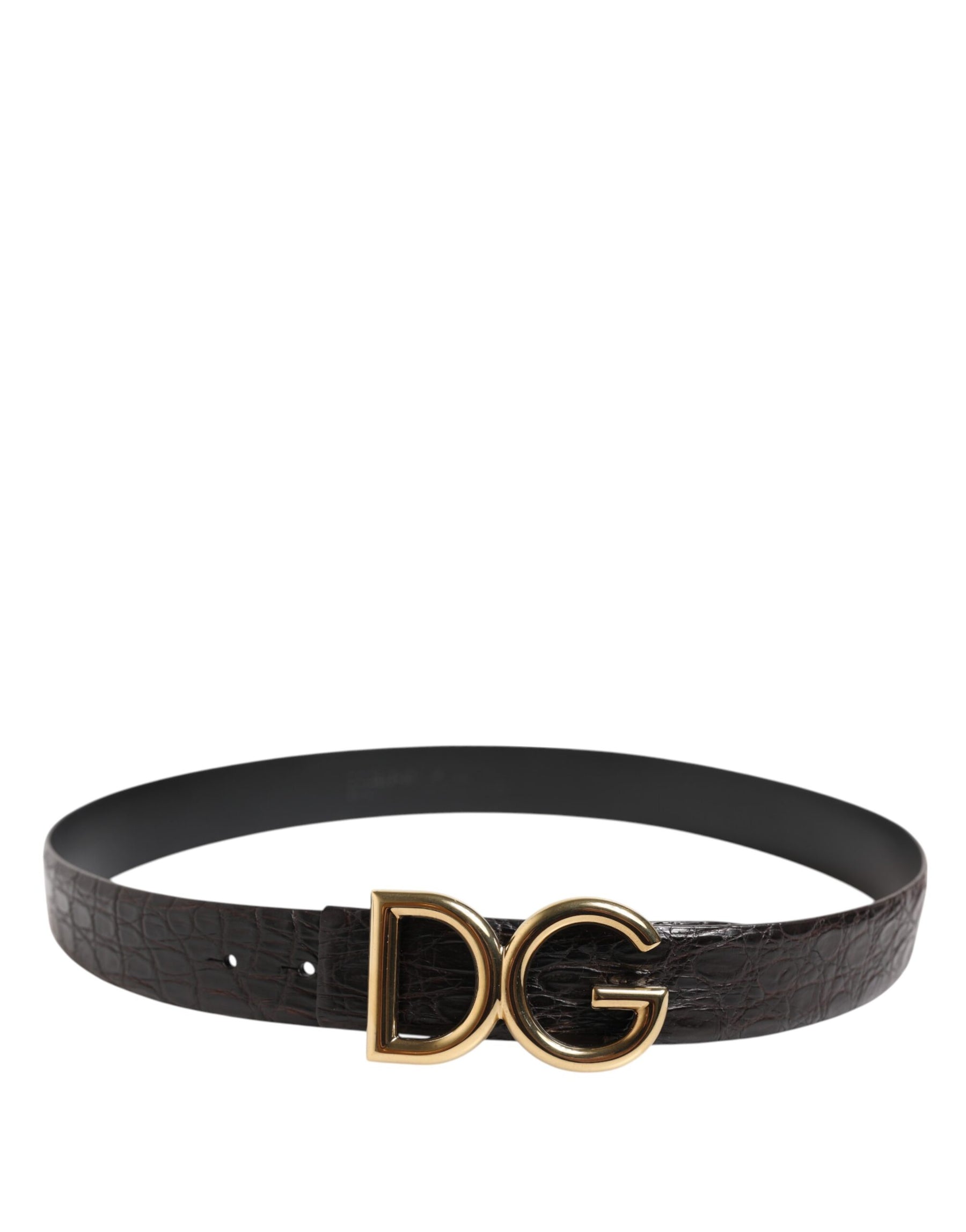 Dolce & Gabbana Black Exotic Leather DG Logo Buckle Belt | Regal Royce