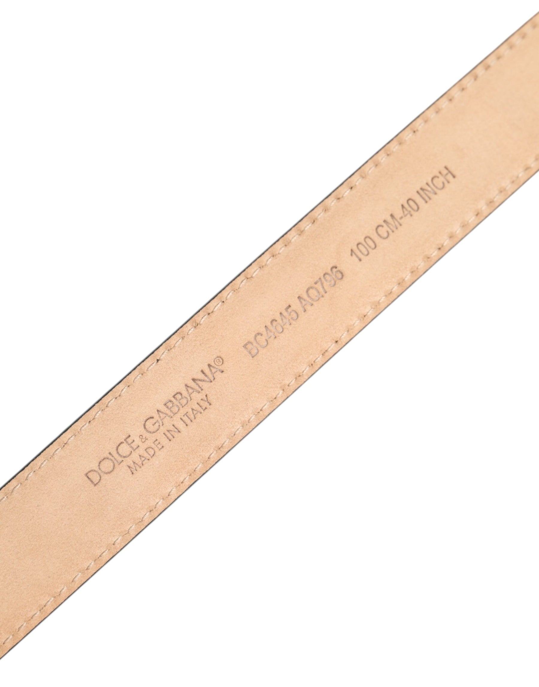 Dolce & Gabbana Metallic Leather Silver Tone Logo Buckle Belt | Regal Royce