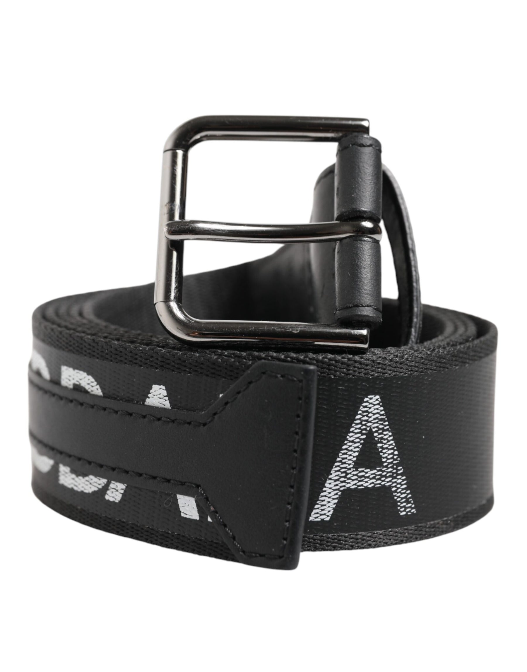 Dolce & Gabbana Black Polyester Leather Metal Buckle Belt | Regal Royce