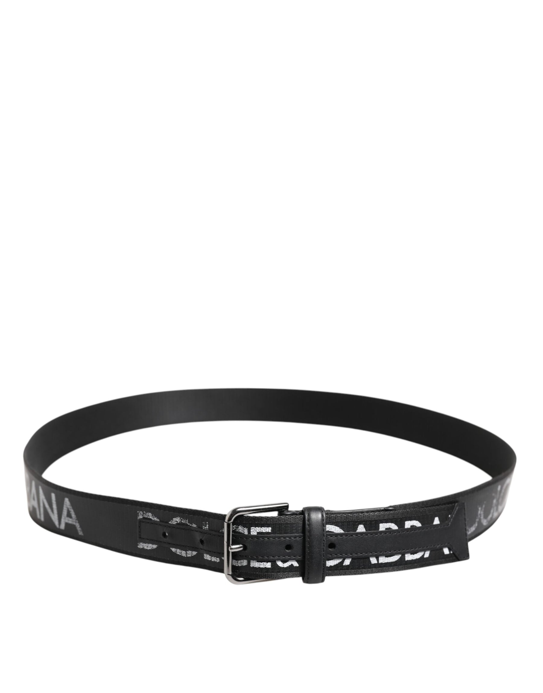 Dolce & Gabbana Black Polyester Leather Metal Buckle Belt | Regal Royce