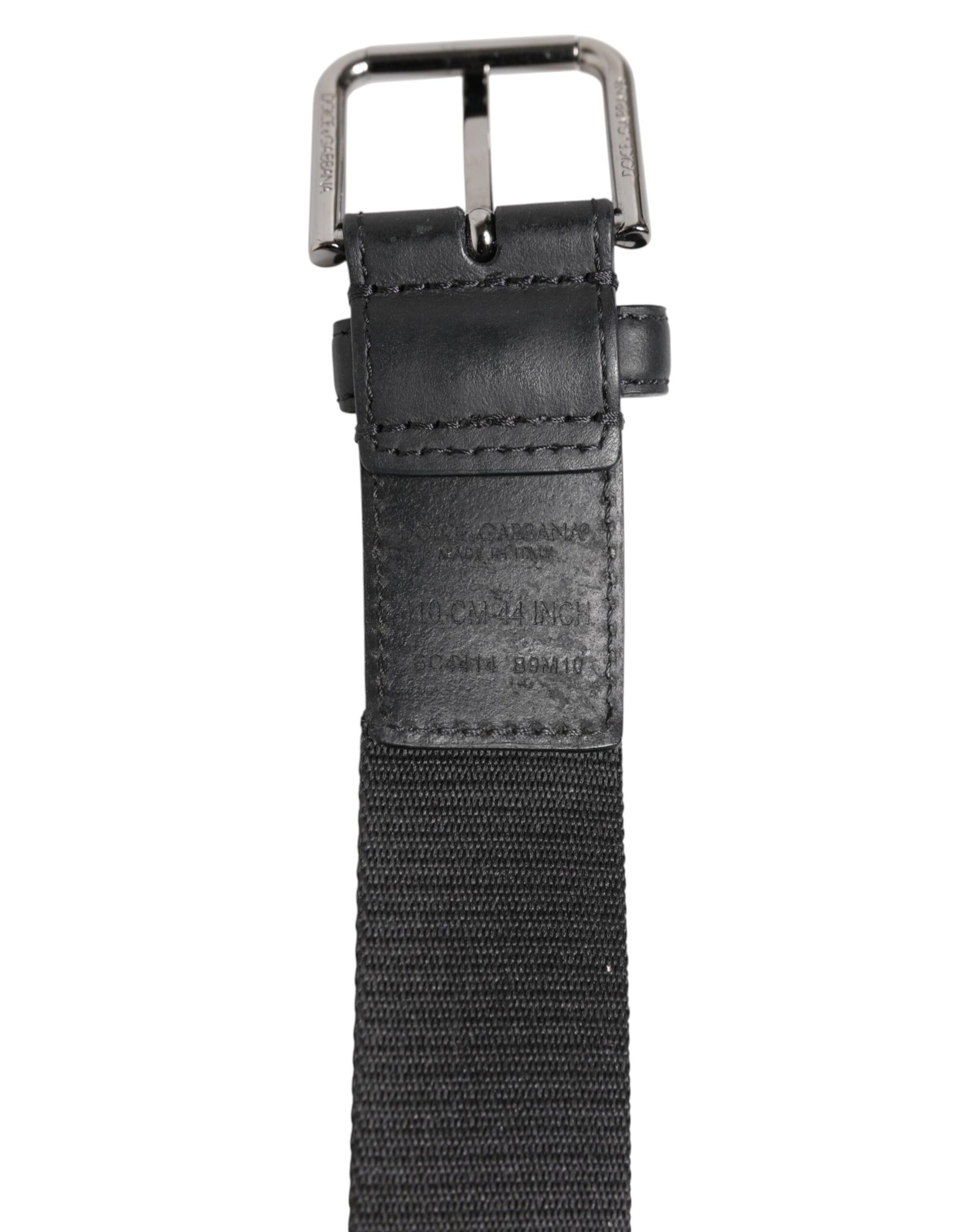 Dolce & Gabbana Black Polyester Leather Metal Buckle Belt | Regal Royce