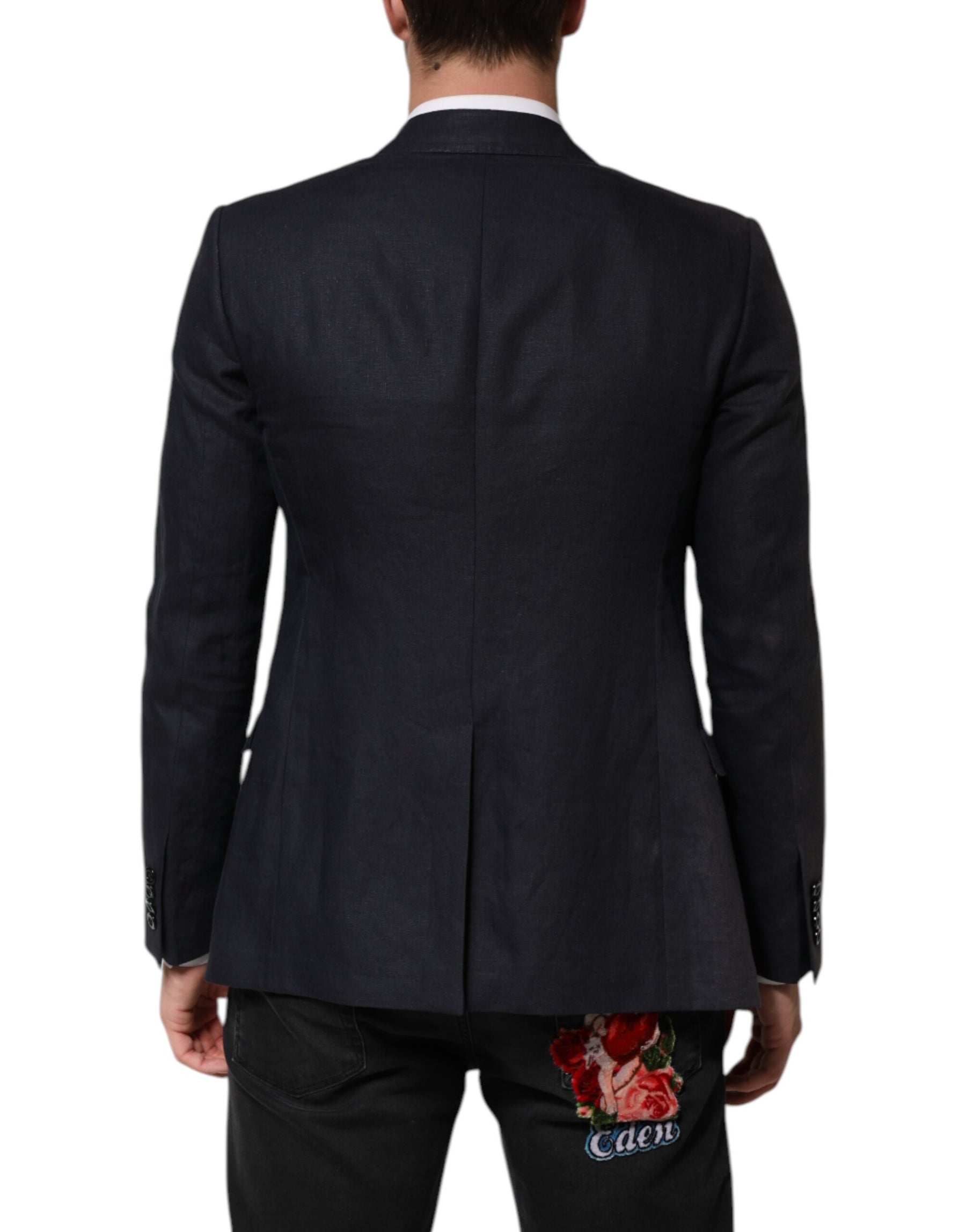 Dolce & Gabbana Dark Blue Single Breasted Men Suit Blazer | Regal Royce