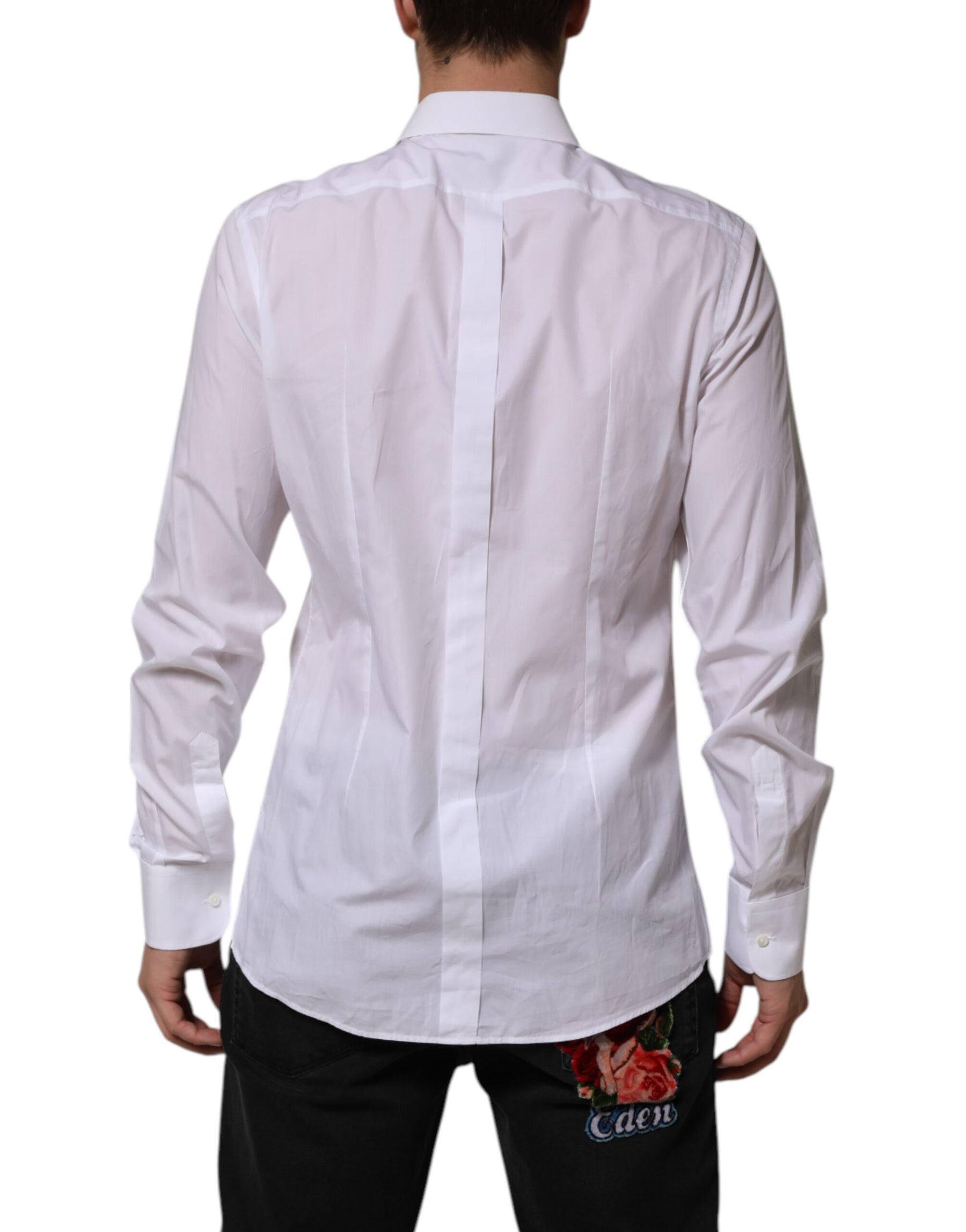 Dolce & Gabbana White Bib Cotton Poplin GOLD Men Formal Shirt | Regal Royce