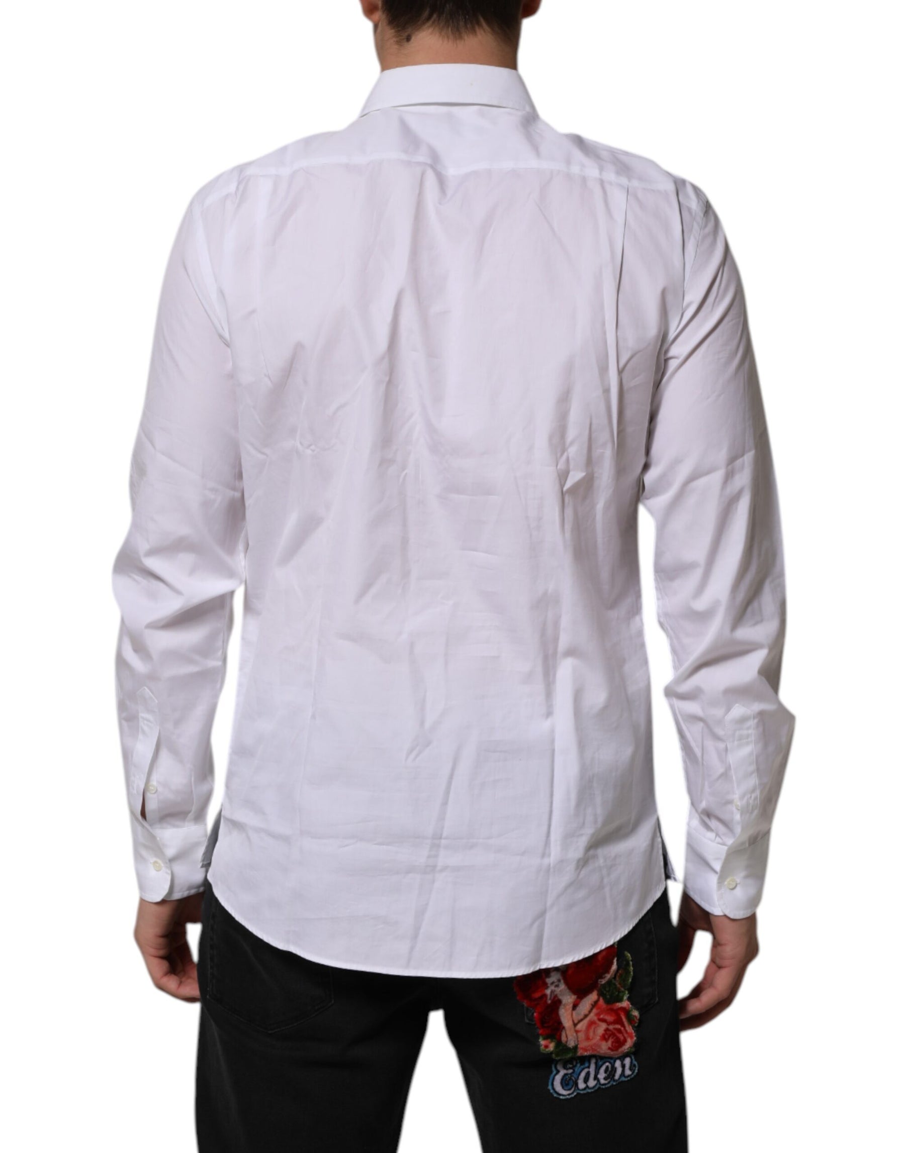 Dolce & Gabbana White Poplin Cotton Formal Men Dress Shirt | Regal Royce