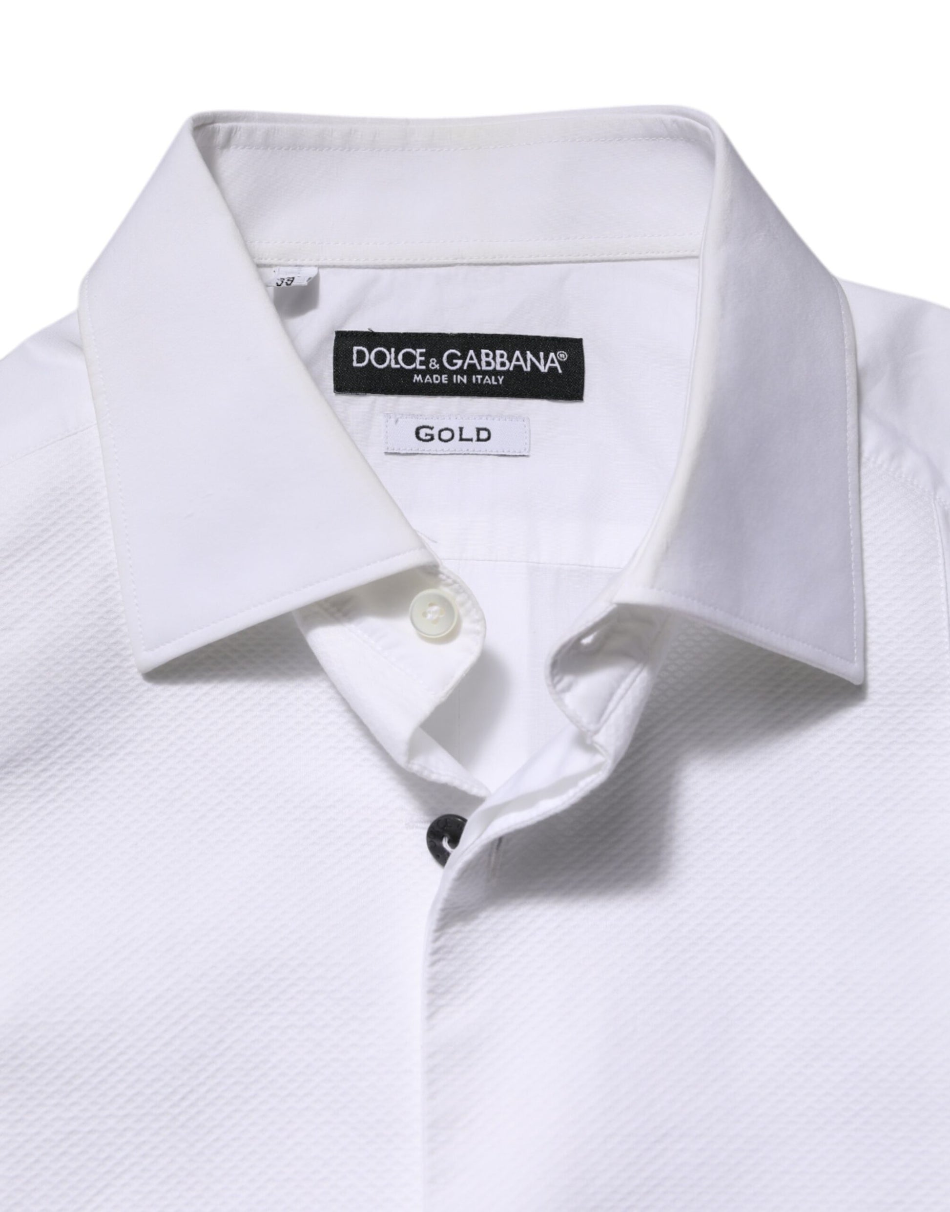 Dolce & Gabbana White Bib Cotton Poplin GOLD Men Formal Shirt