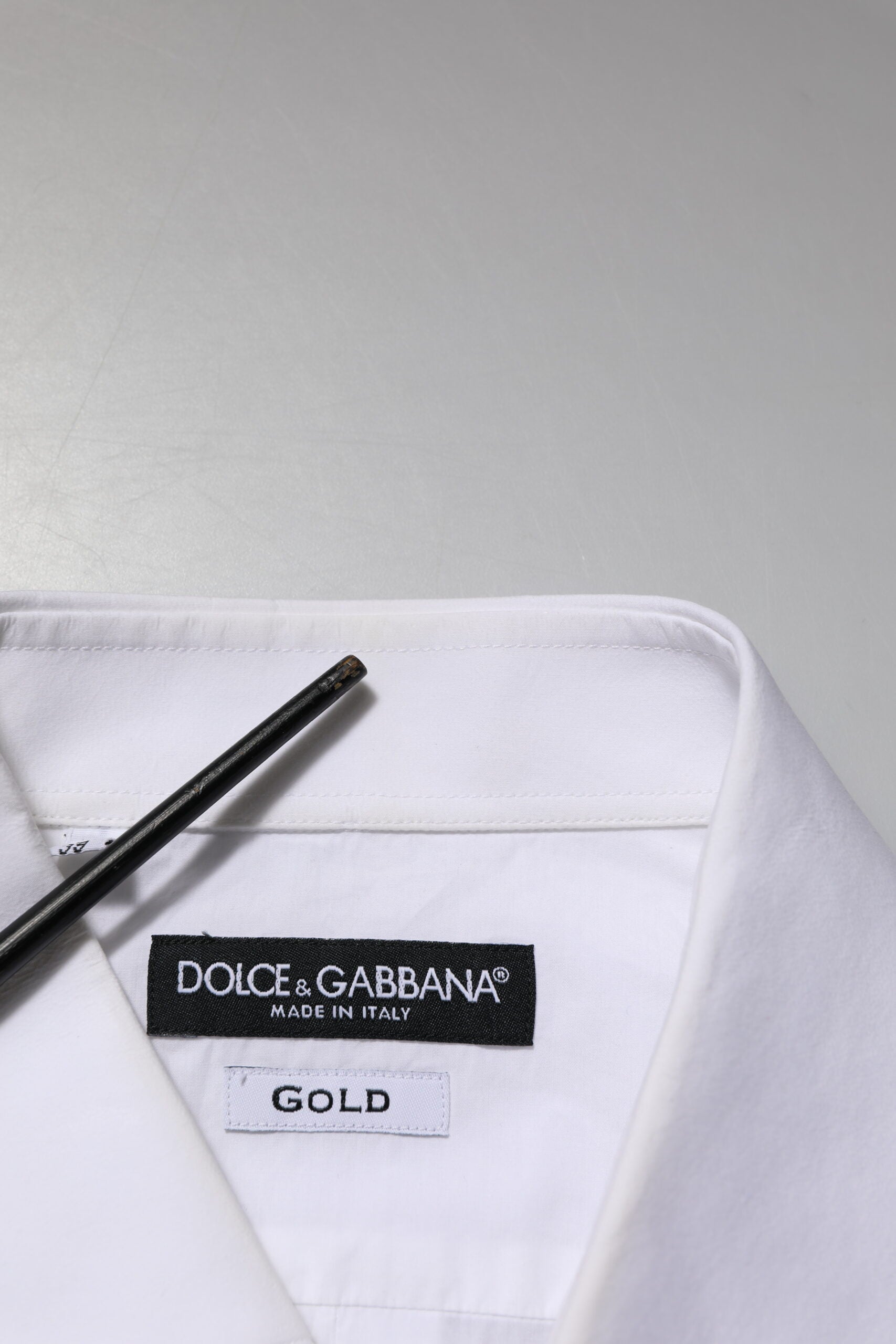Dolce & Gabbana White Bib Cotton Poplin GOLD Men Formal Shirt | Regal Royce