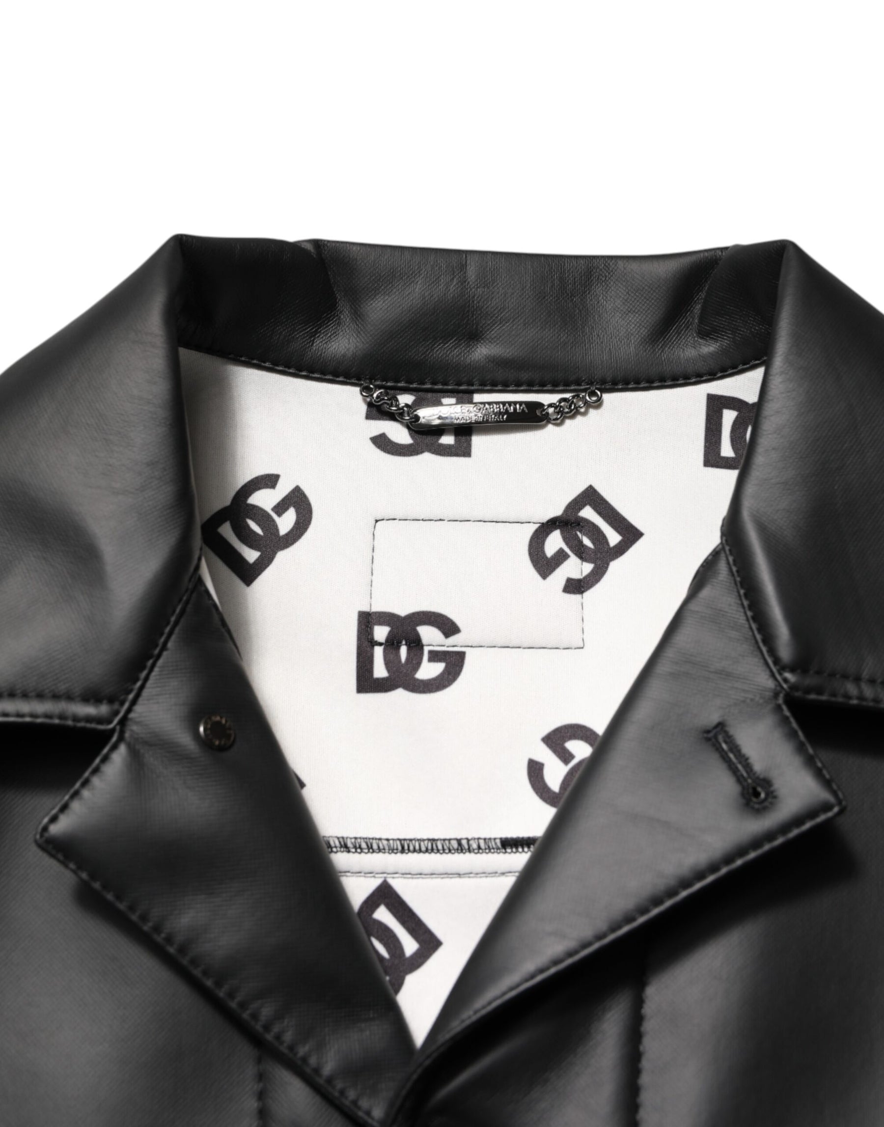 Dolce & Gabbana Black Polyester Button Down Biker Jacket | Regal Royce