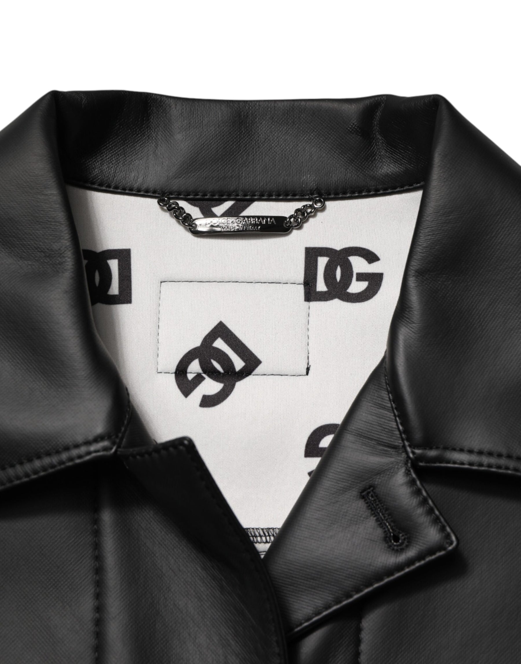 Dolce & Gabbana Black Polyester Button Down Biker Jacket | Regal Royce