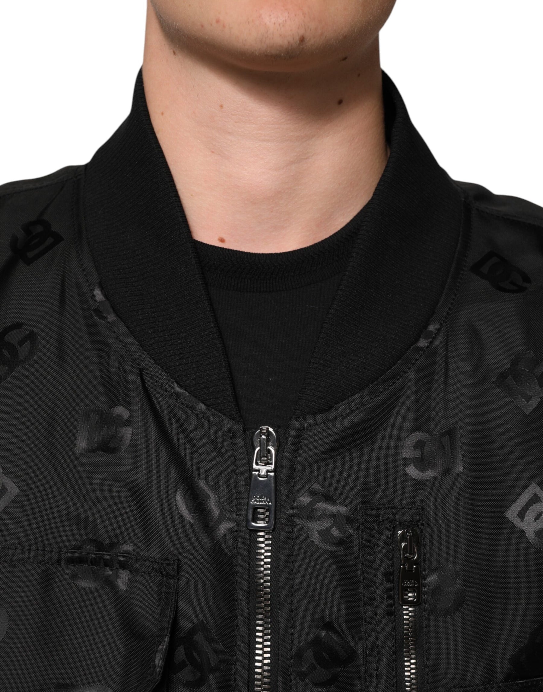 Dolce & Gabbana Black Cargo Windbraker Logo Mania Jacket | Regal Royce