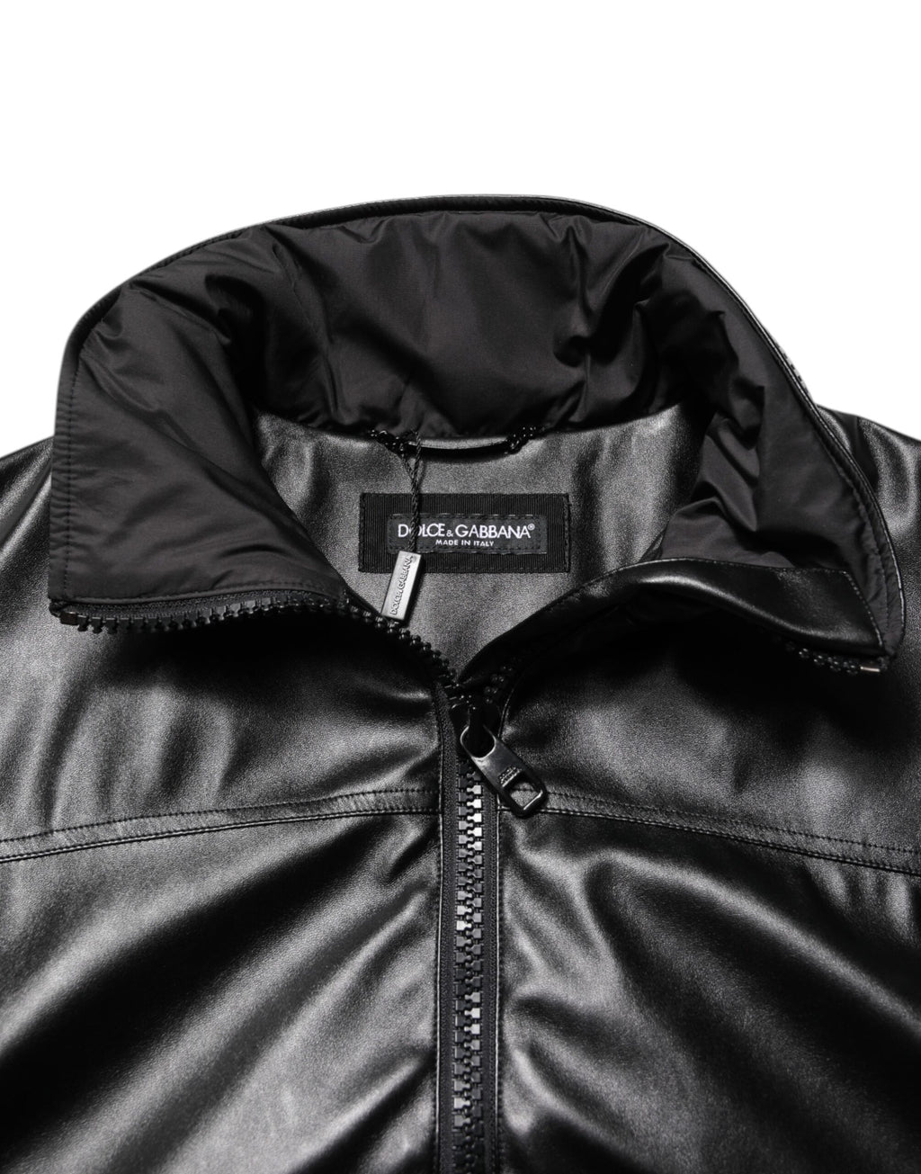 Dolce & Gabbana Black Polyester Logo Plaque Bomber Jacket