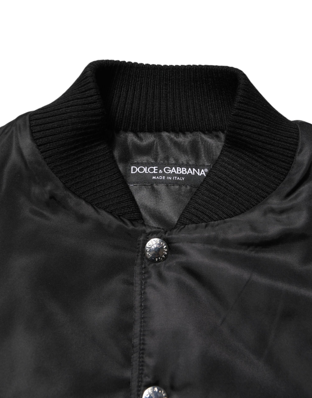 Dolce & Gabbana Black Polyester Logo Plaque Bomber Jacket