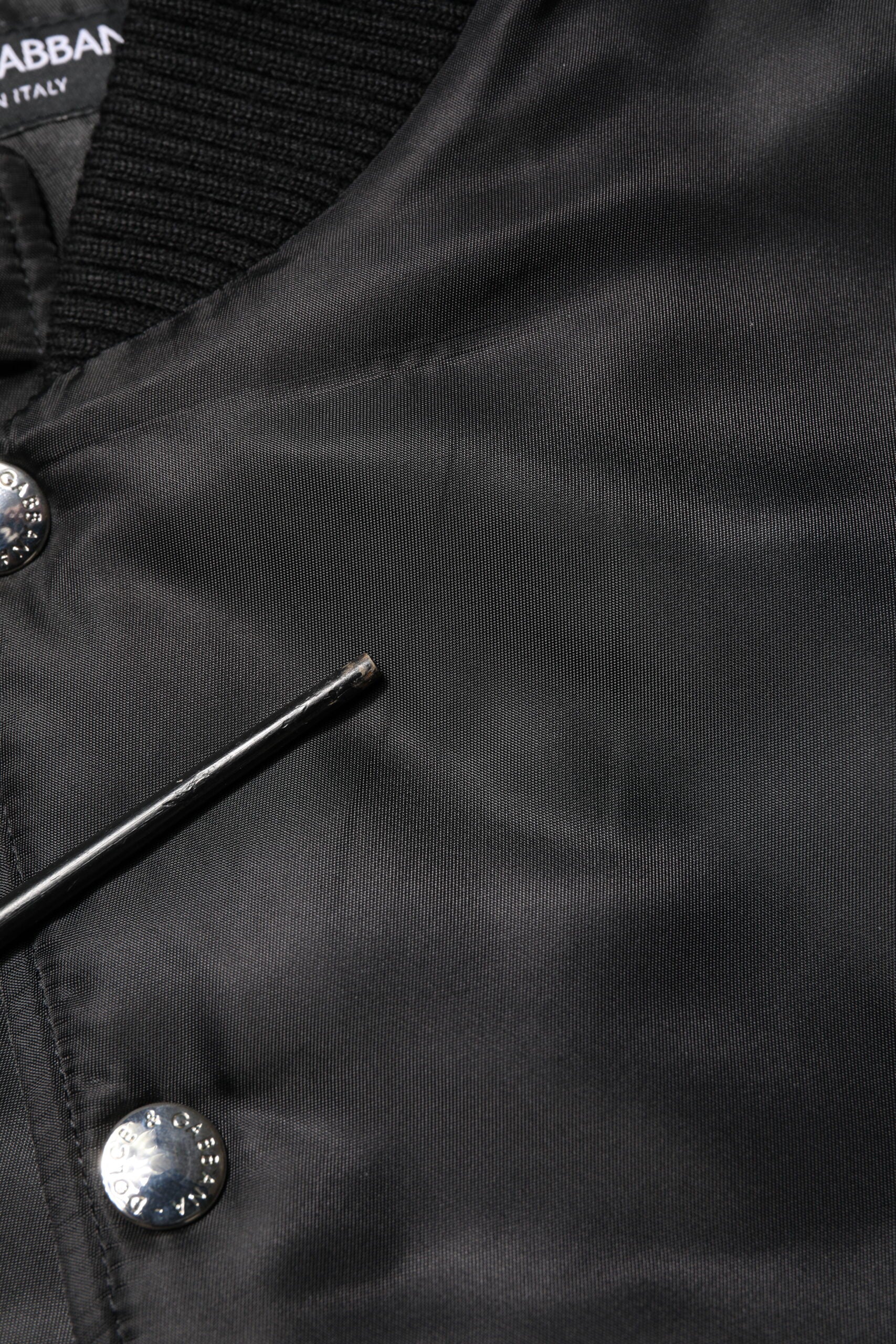 Dolce & Gabbana Black Polyester Logo Plaque Bomber Jacket | Regal Royce